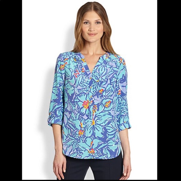 Lilly Pulitzer Tops - Lilly Pulitzer Delray Tunic Blue Iris Mai Tai